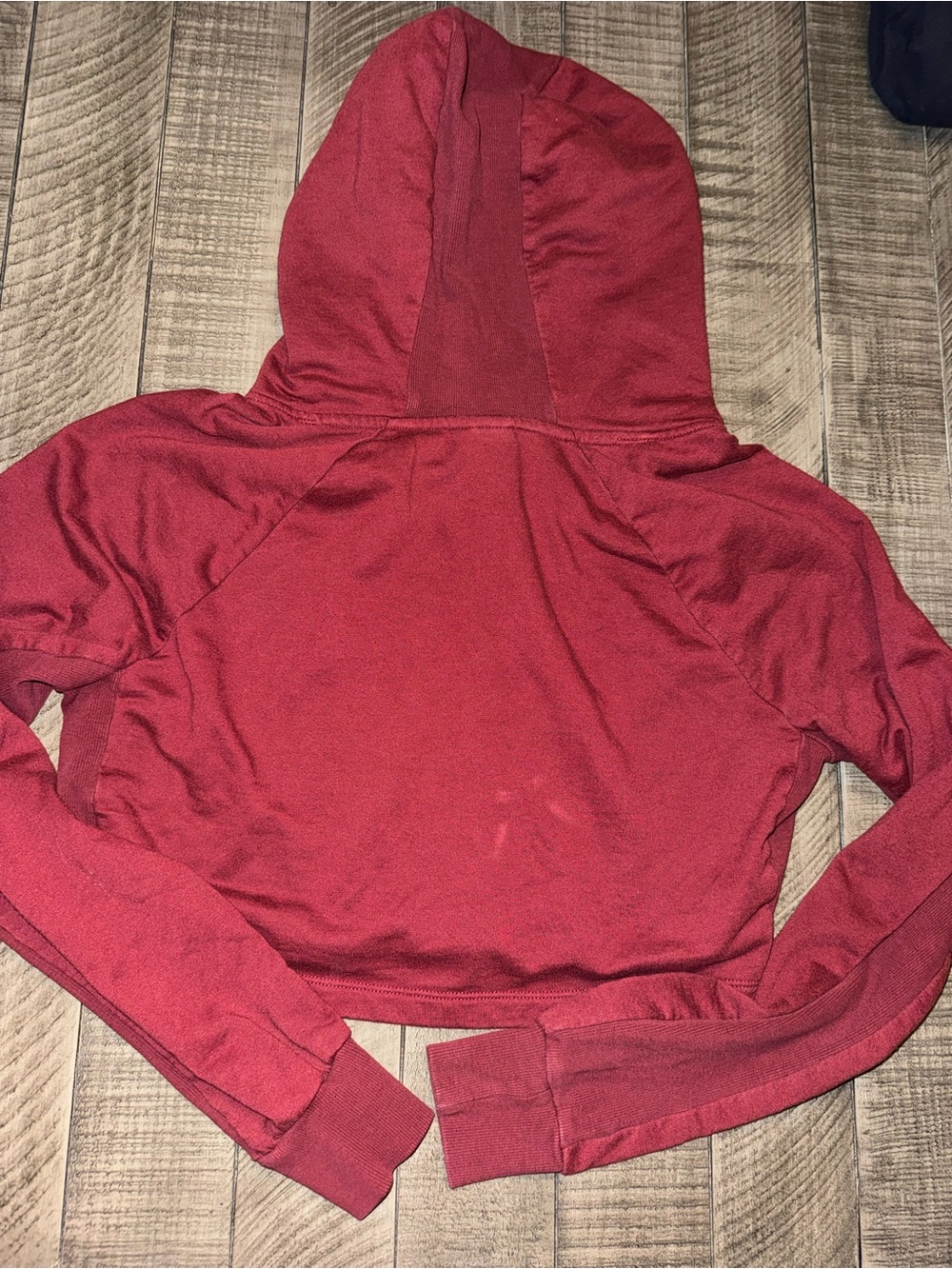 Gymshark Burgundy Cropped Hoodie with White Logo - Picture 5 of 5